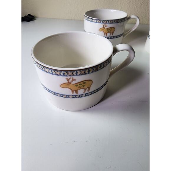 Set of 4 EPOCH Noritake Durango Pattern Deer Tribal Animal Design Coffee Mugs - Picture 3 of 10